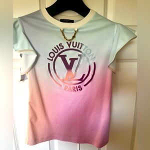 Gradient LV Circle Flounce Sleeve T-Shirt